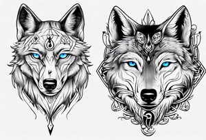 wolf with blue eyes tattoo idea