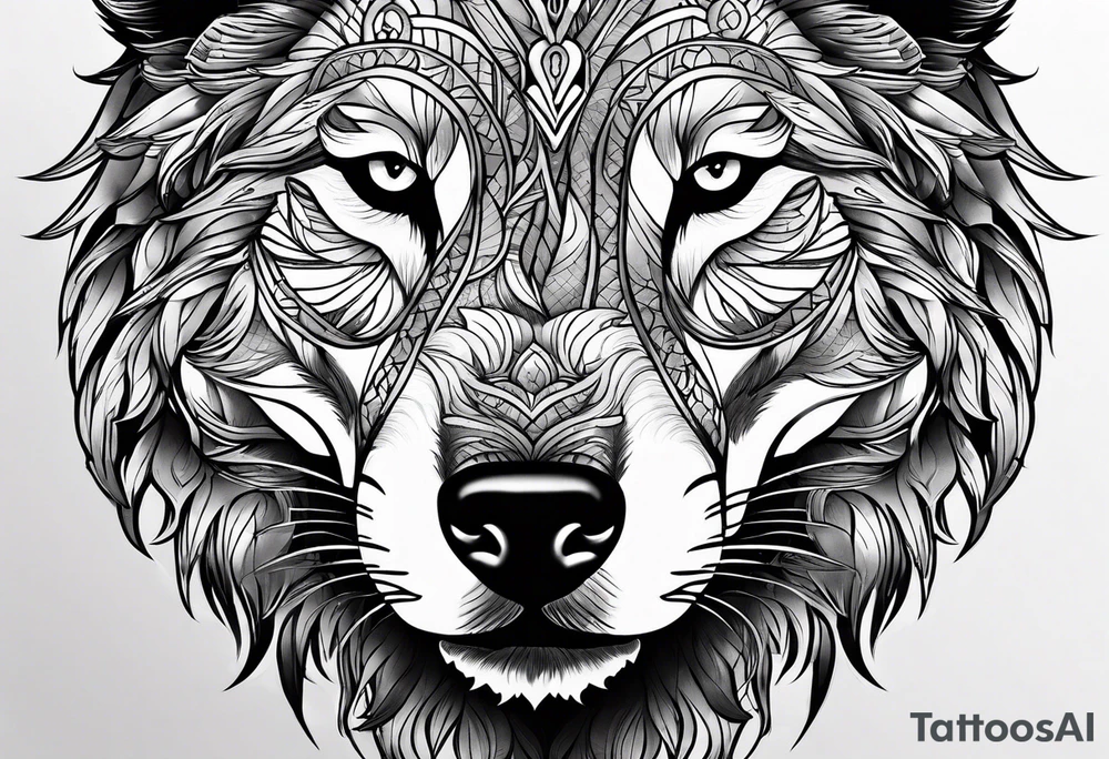 Hundepfote mit Wolfsgesicht tattoo idea