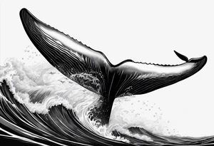 whale's tail sticking out of ocean tattoo idea