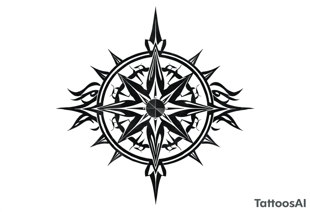 Double layered compass rose tattoo idea