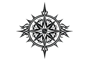 Double layered compass rose tattoo idea