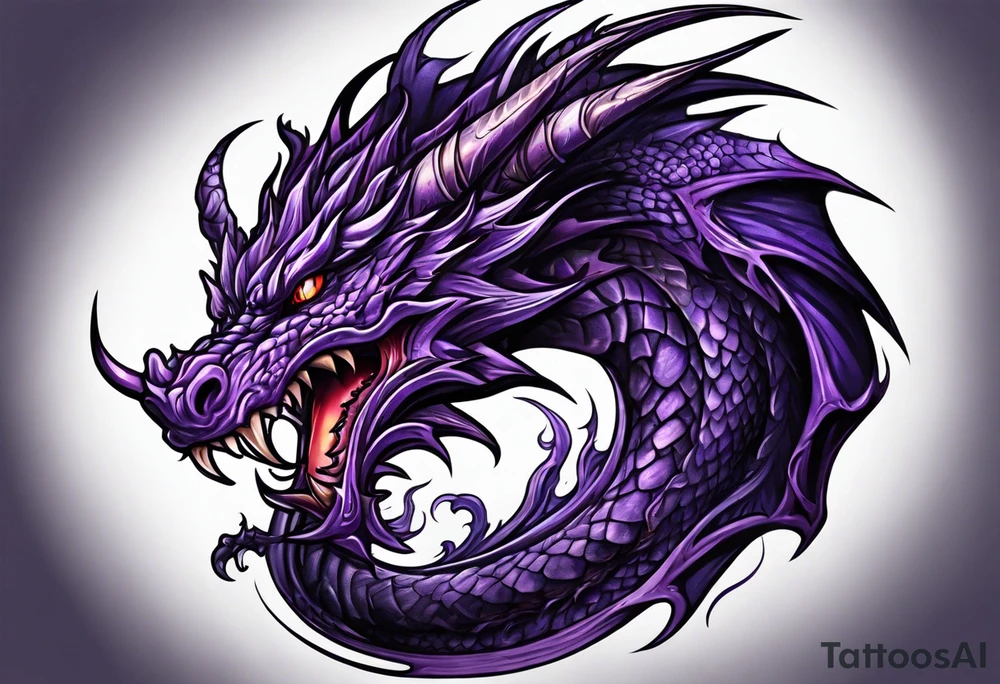 Purple eldritch dragon arm sleeve tattoo idea