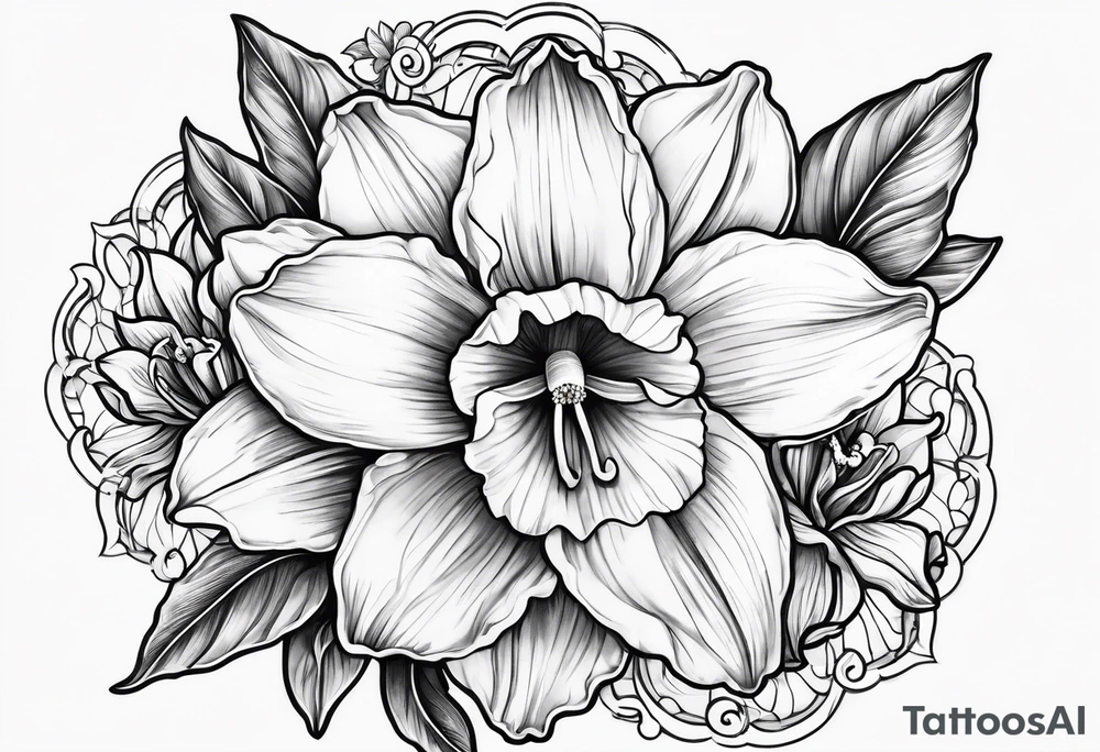 Daffodil birth flower chain tattoo idea