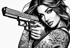 woman with a gun tattoo idea