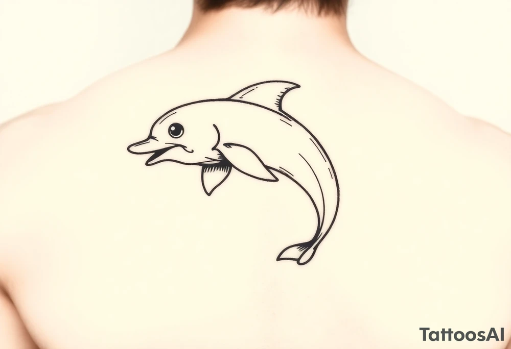 Cartoon dolphin on a fishing hook tattoo idea