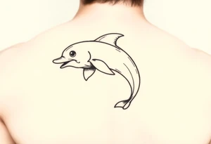 Cartoon dolphin on a fishing hook tattoo idea
