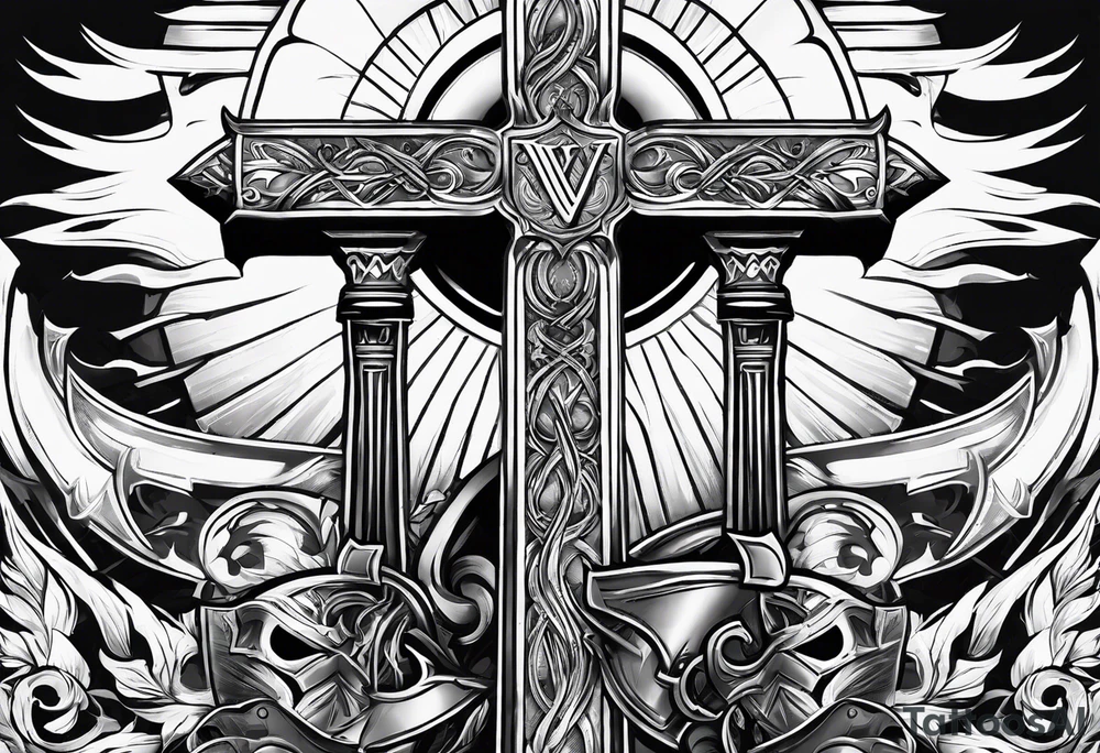 The symbol of Matthias a open Bible and a battle Axe tattoo idea