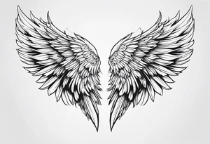 Detailed feathered angel wings tattoo idea