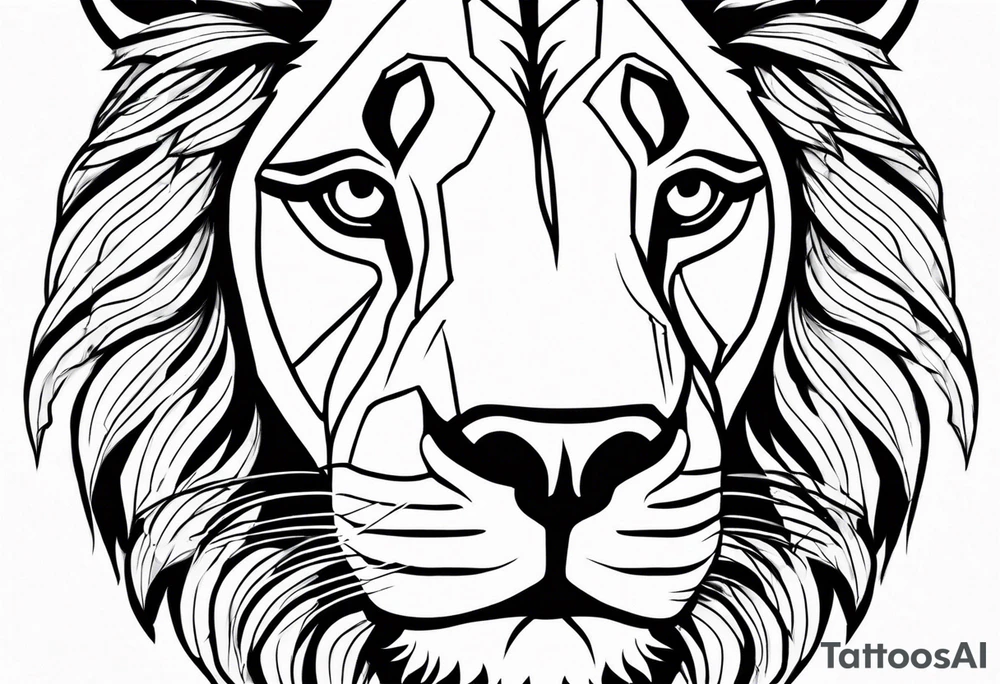 Moitié visage lion avec son bebe tattoo idea