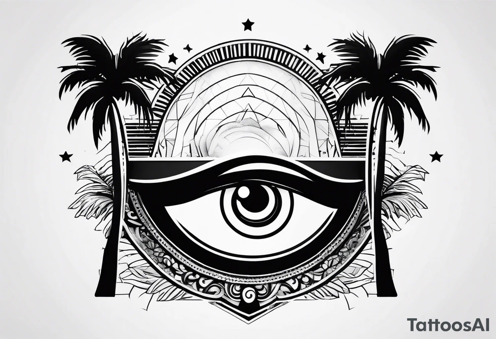 Smiley palm trees eyes tattoo idea
