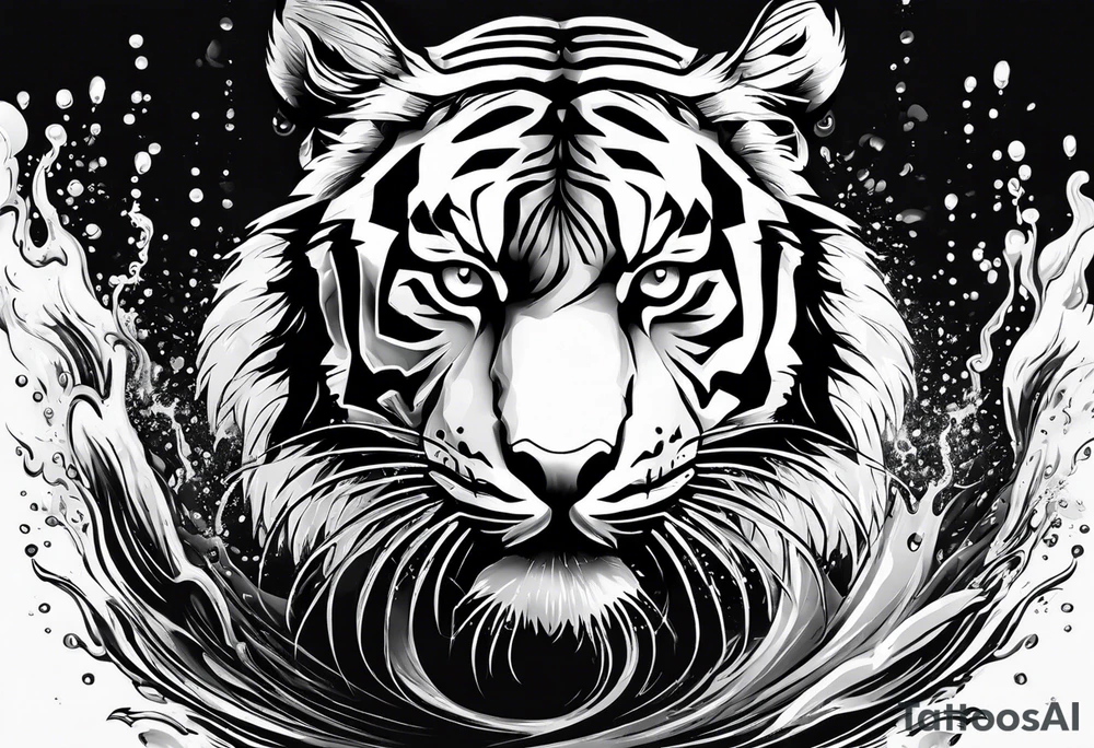 minimalist tiger splashing water tattoo idea