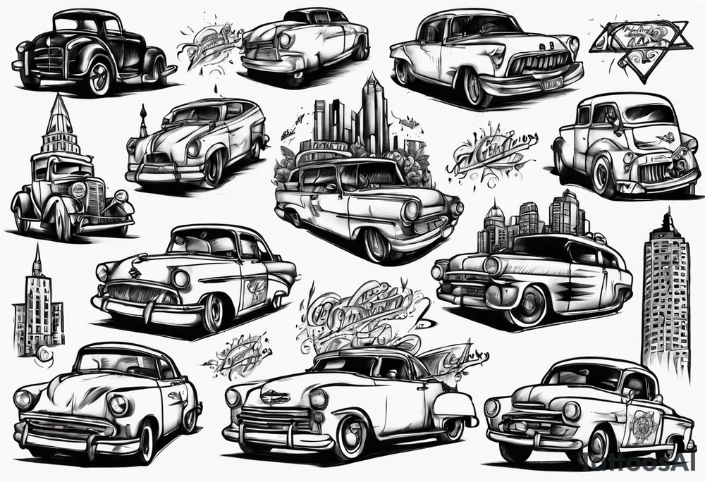 driving around in the city tattoo idea