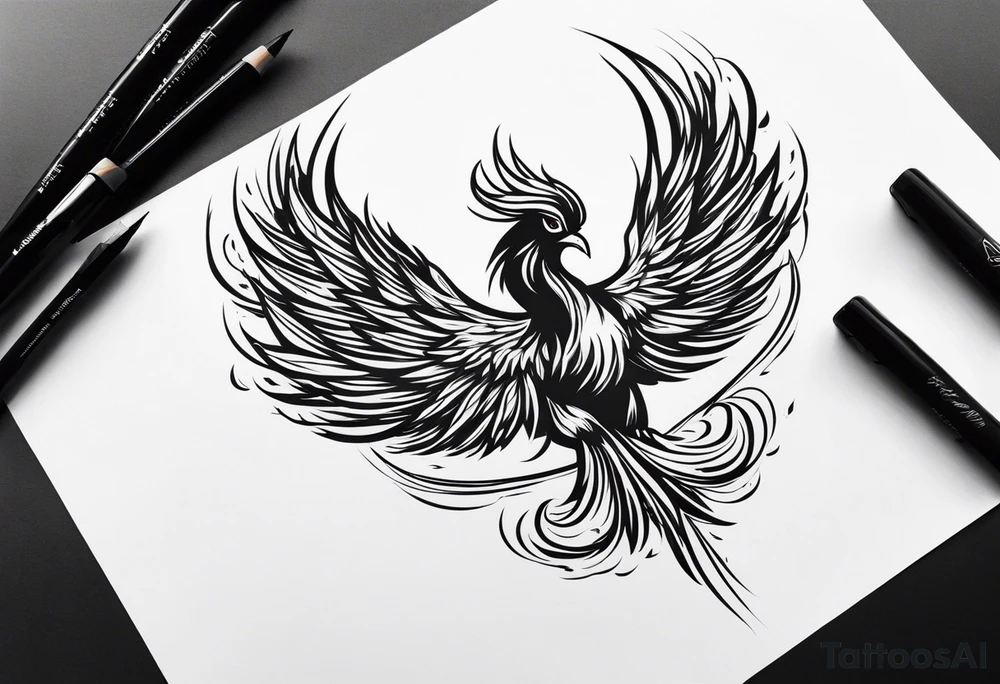 The phoenix enveloped in flames, tattoo idea