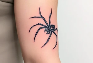 Spider crawling down the arm sideways with the letter Y on the body of the spider tattoo idea