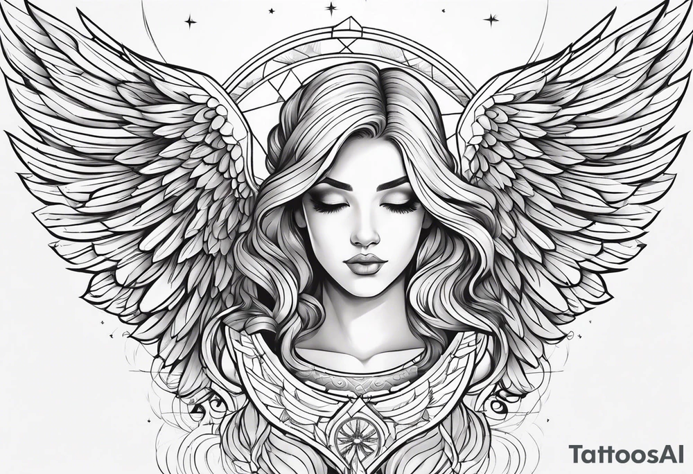 guardian angel with light backround tattoo idea