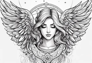 guardian angel with light backround tattoo idea