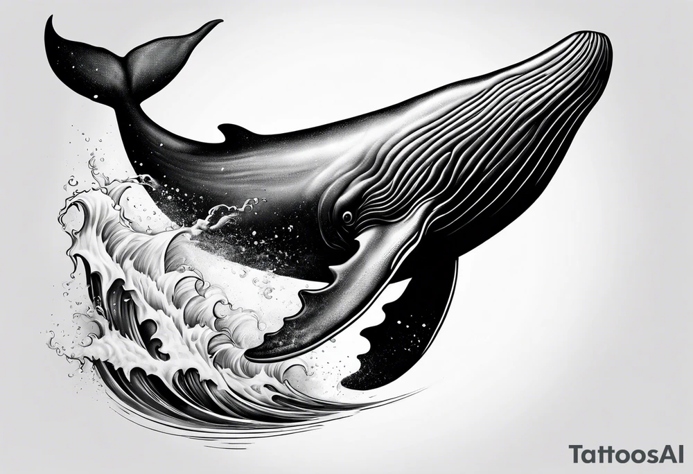 Whale ascending towards light tattoo idea
