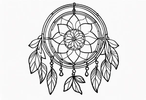 Dream catcher with hearts and flowers tattoo idea