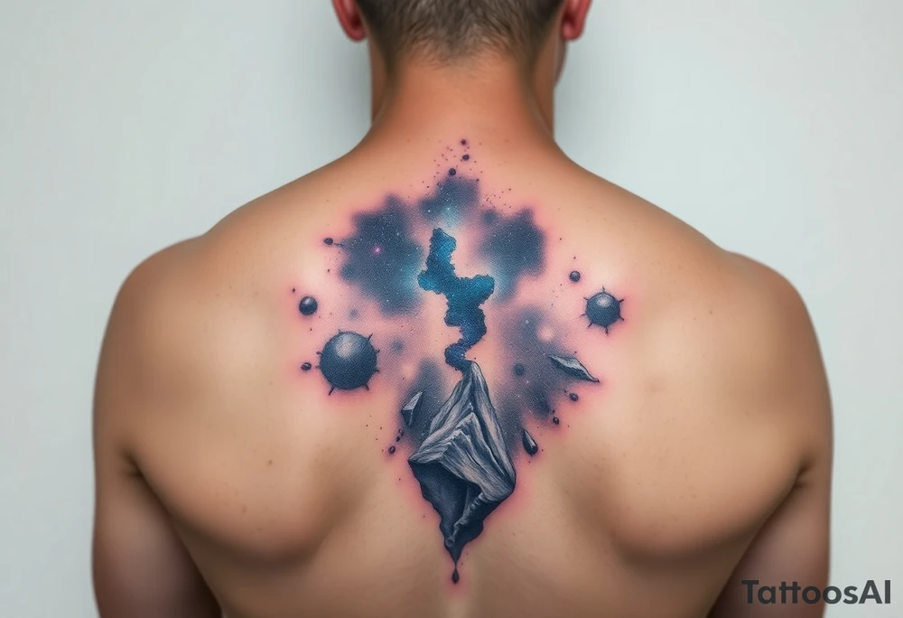 Beautiful and epic 3d milky way that appears to be coming out of the skin tattoo idea