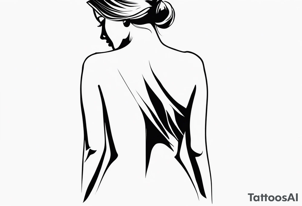 Back of a Woman with shadows tattoo idea