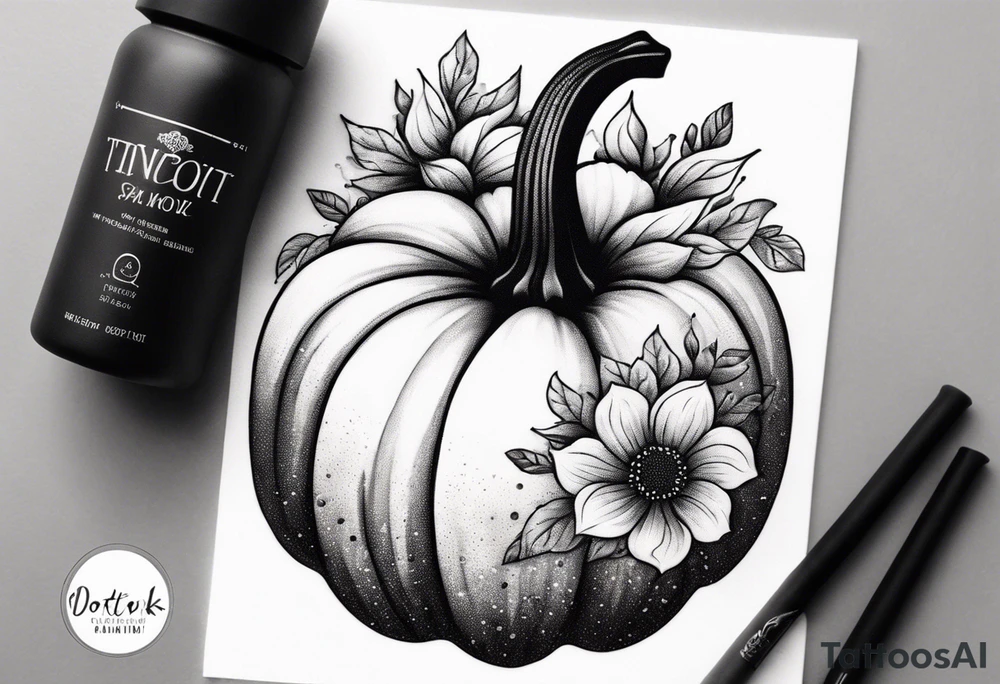 pumpkin with flowers tattoo idea