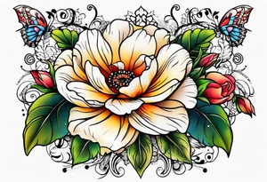 Music and flowers tattoo idea