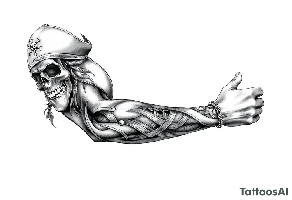 pirate theme sleeve tattoo idea