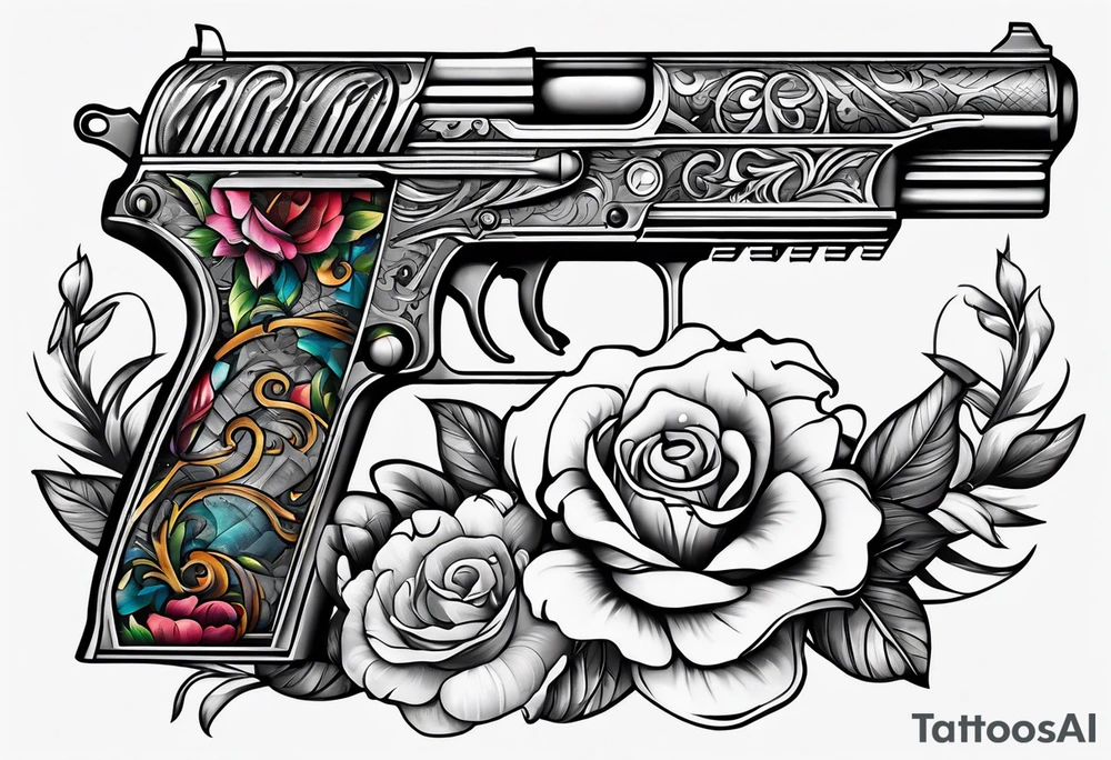 The letters AR with pistols on each side tattoo idea