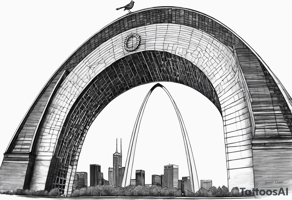 saint louis arch with cardinals tattoo idea