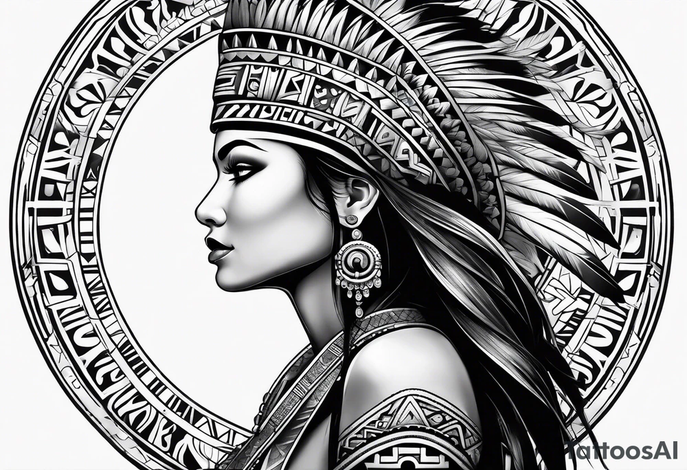Aztec princess side profile tattoo idea