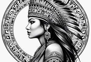 Aztec princess side profile tattoo idea
