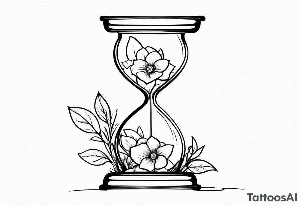 Hourglass with flowers growing out of it. Fineline tattoo idea
