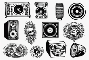 speaker, staff, dj, forearm tattoo idea