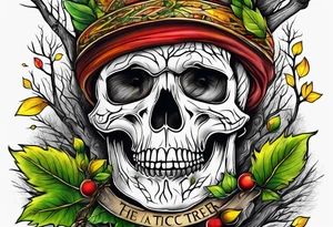 birch tree and includes the following wording "fuck cancer"
with yellow, green and red colours tattoo idea