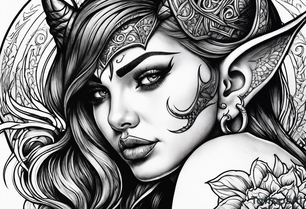 a devil whispering in my ear tattoo idea