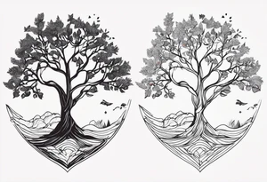 small minimalistic delicate with tree motif tattoo idea