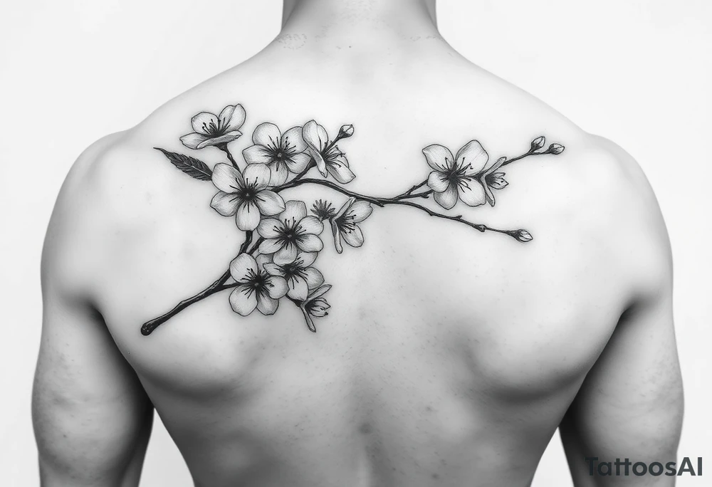Cherry blossom branchwith rund petals tattoo idea