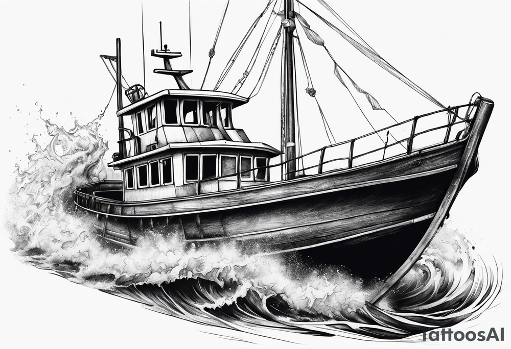 Boat breaking in half tattoo idea