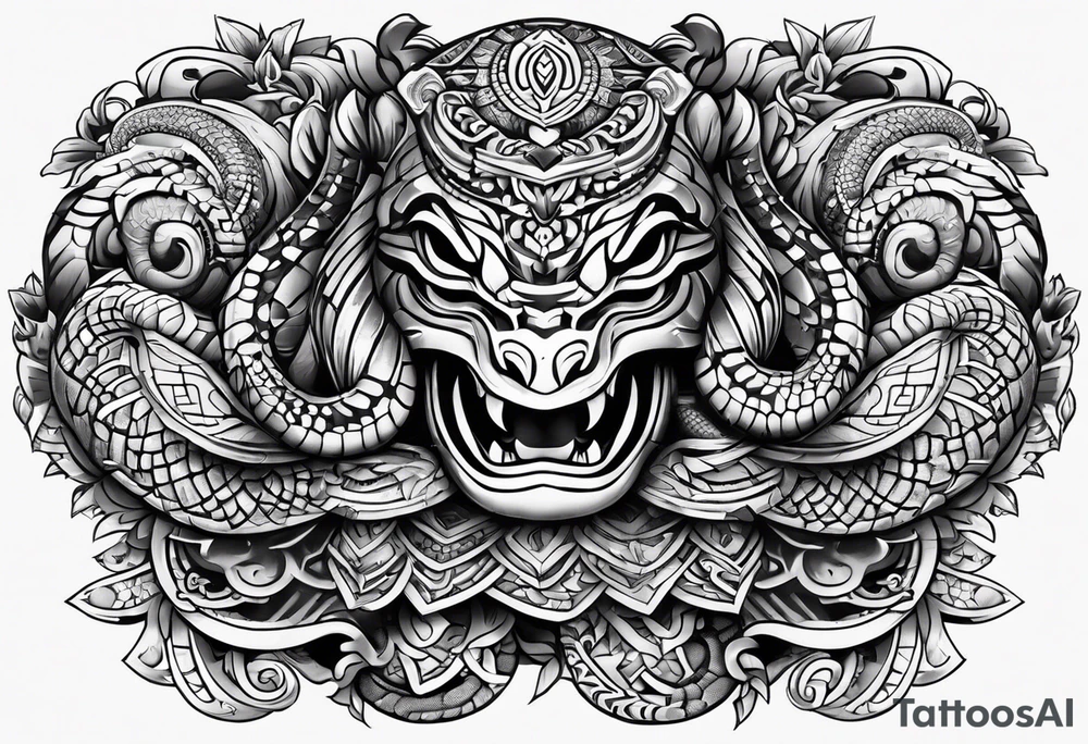 aztec snake sleeve tattoo idea