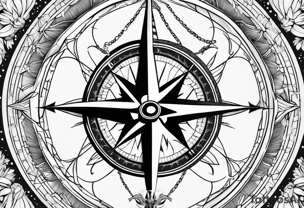 Nautical compass with firedapartment tattoo idea