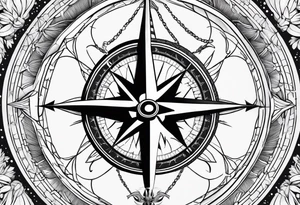 Nautical compass with firedapartment tattoo idea