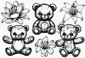 Teddy bear Lily space tattoo idea