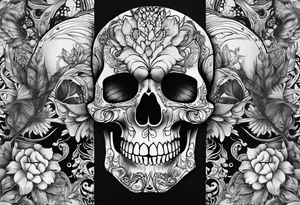 merge two halfs: in upper half put a visceral heart and in lower half put a skull tattoo idea