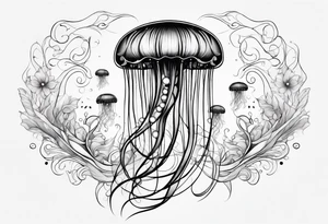 Delicate jellyfish long thin tattoo idea