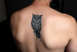 ovo owl with time stamp 5:55 behind it like a shadow top to bottom on calf tattoo idea