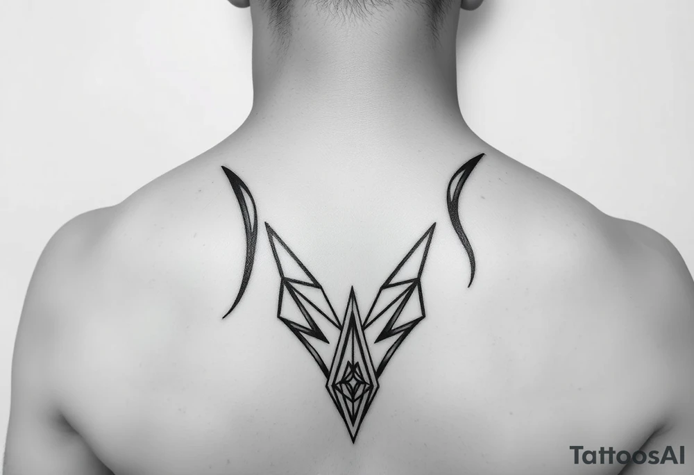 I want a portrait of Ryan Ashelys (the female tattoo artist) face in line work style black. Geometric  with the middle bottom going down to a point towards my middle finger tattoo idea