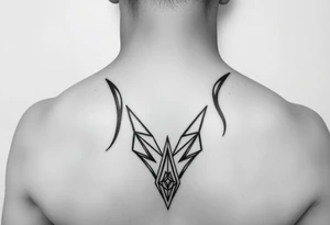 I want a portrait of Ryan Ashelys (the female tattoo artist) face in line work style black. Geometric  with the middle bottom going down to a point towards my middle finger tattoo idea