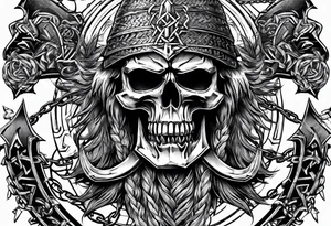 Valhalla sword  axe Valknut barbed wire chains tattoo idea