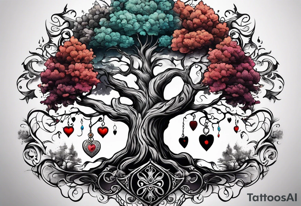 Family tree with mom and dads bloodline tattoo idea