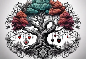 Family tree with mom and dads bloodline tattoo idea